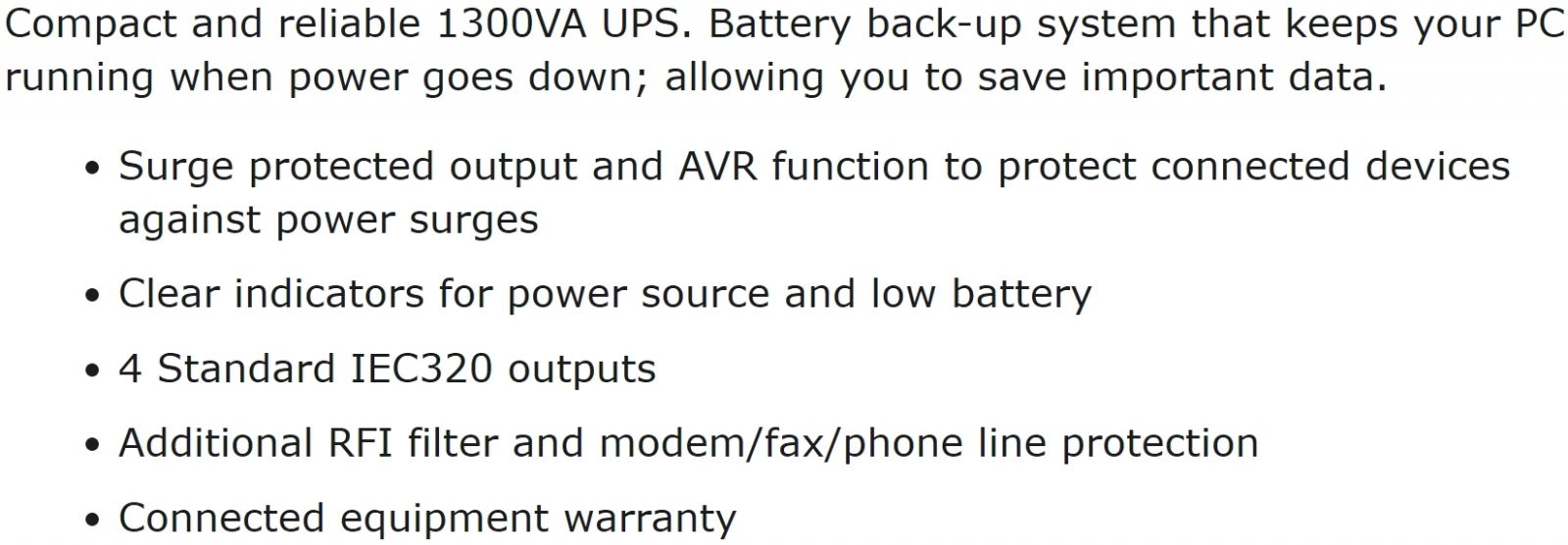 ספק אל פסק למחשבים TRUST OXXTRON 1300VA 17679 UPS
